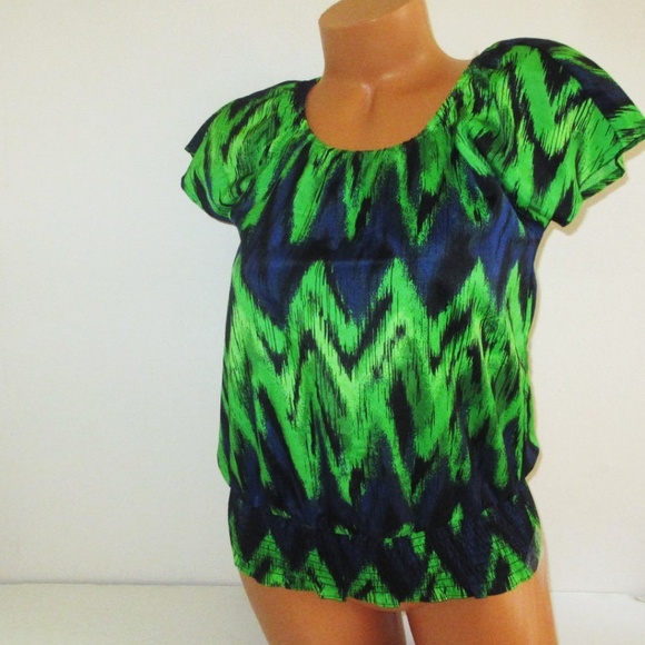 MICHAEL Michael Kors Smoked Shirred Hem Top Size 2 - Picture 2 of 7